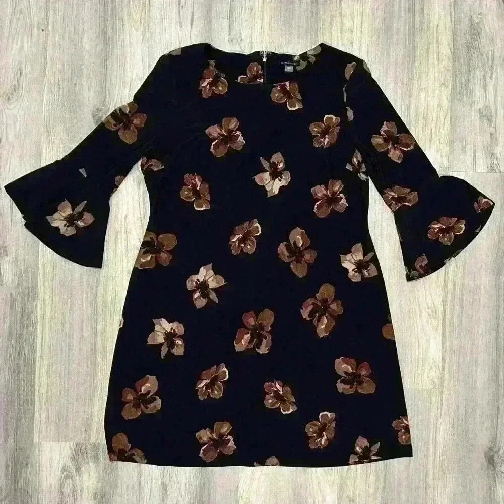 Tommy Hilfiger Black Floral Long Sleeve Dress